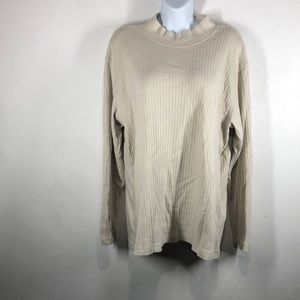 Alfani light tan stripe mock neck top size large
